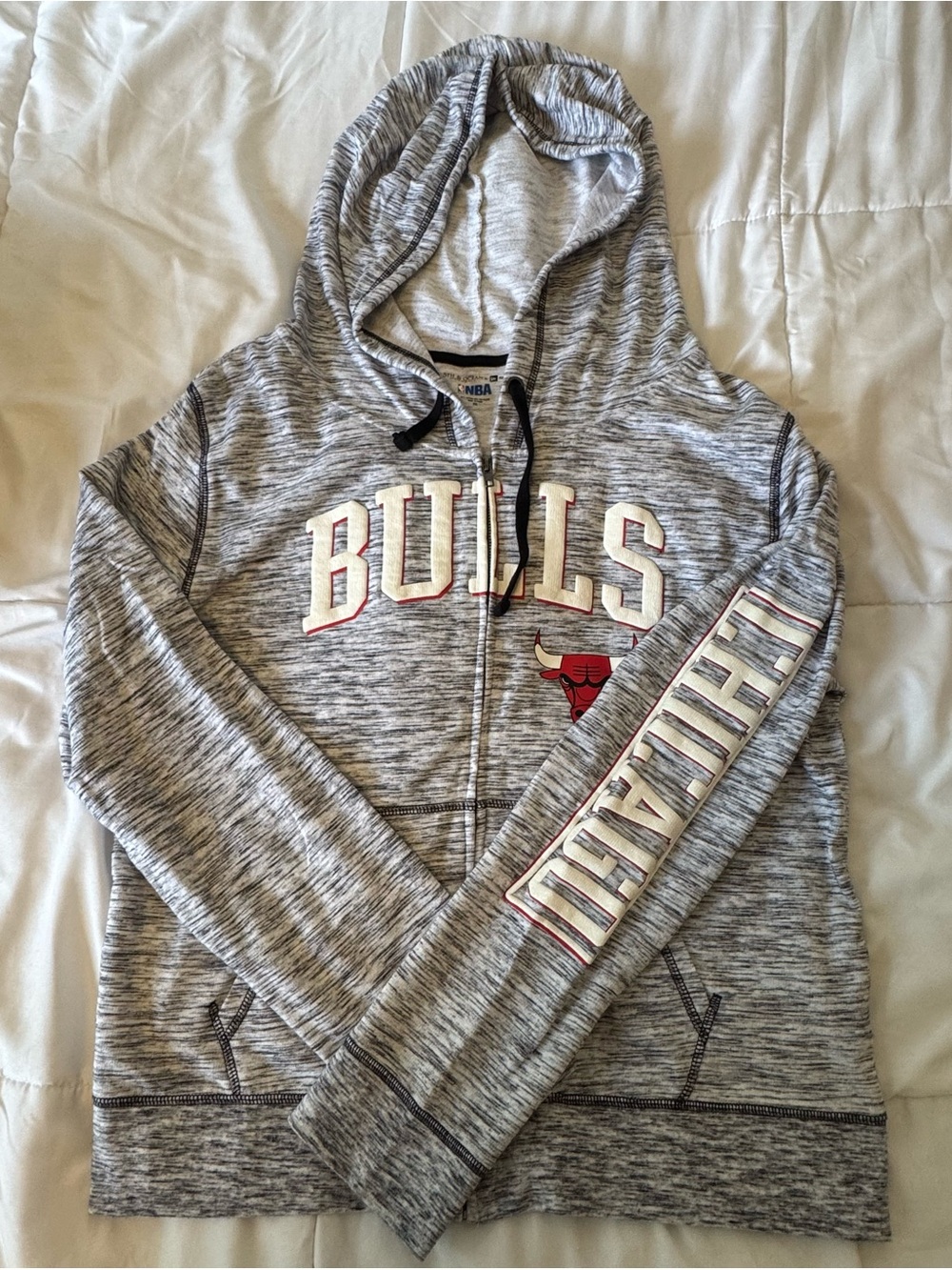 Chicago Bulls Women's Grey Marled Full-Zip Hoodie sz 2XL